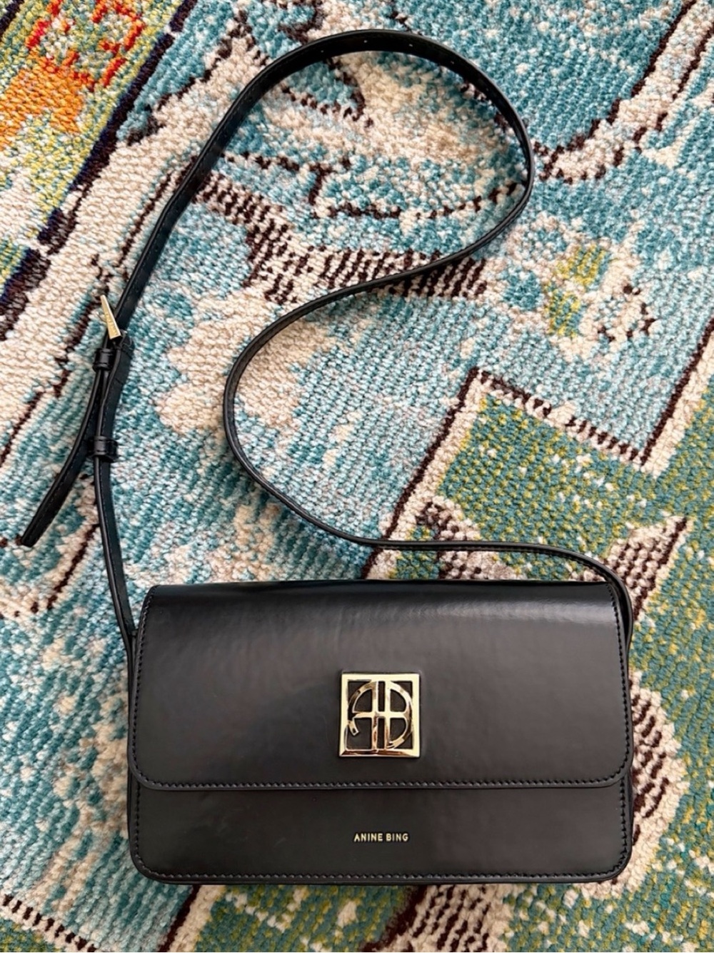 Anine Bing - Elly Crossbody Bag in High Shine Black Shoulder Bag